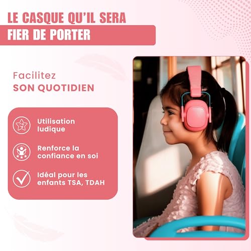 Caliros Casque anti-bruit enfant TDAH/Autiste : Meilleure concentration à l'école et des devoirs maison sereins. Protège jusqu'à 16 ans dans les environnements bruyants. – vue 5