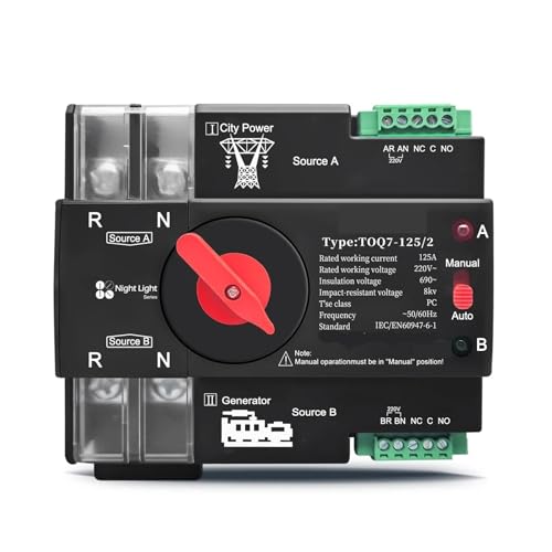 Interruptor de transferencia automática de doble potencia ATS 2P 100A 220V ininterrumpido
