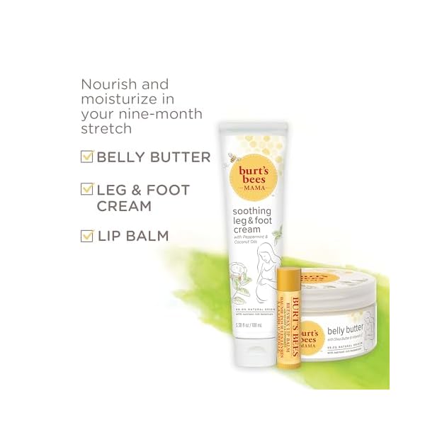 Burt's Bees Being pregnant Necessities Presents Set, 3 Giftable Child Bathe Merchandise & Should Have Child Registry Gadgets, Nourishing Skincare - Mama Stomach Butter, Unique Lip Balm, Leg & Foot Cream - Image 5