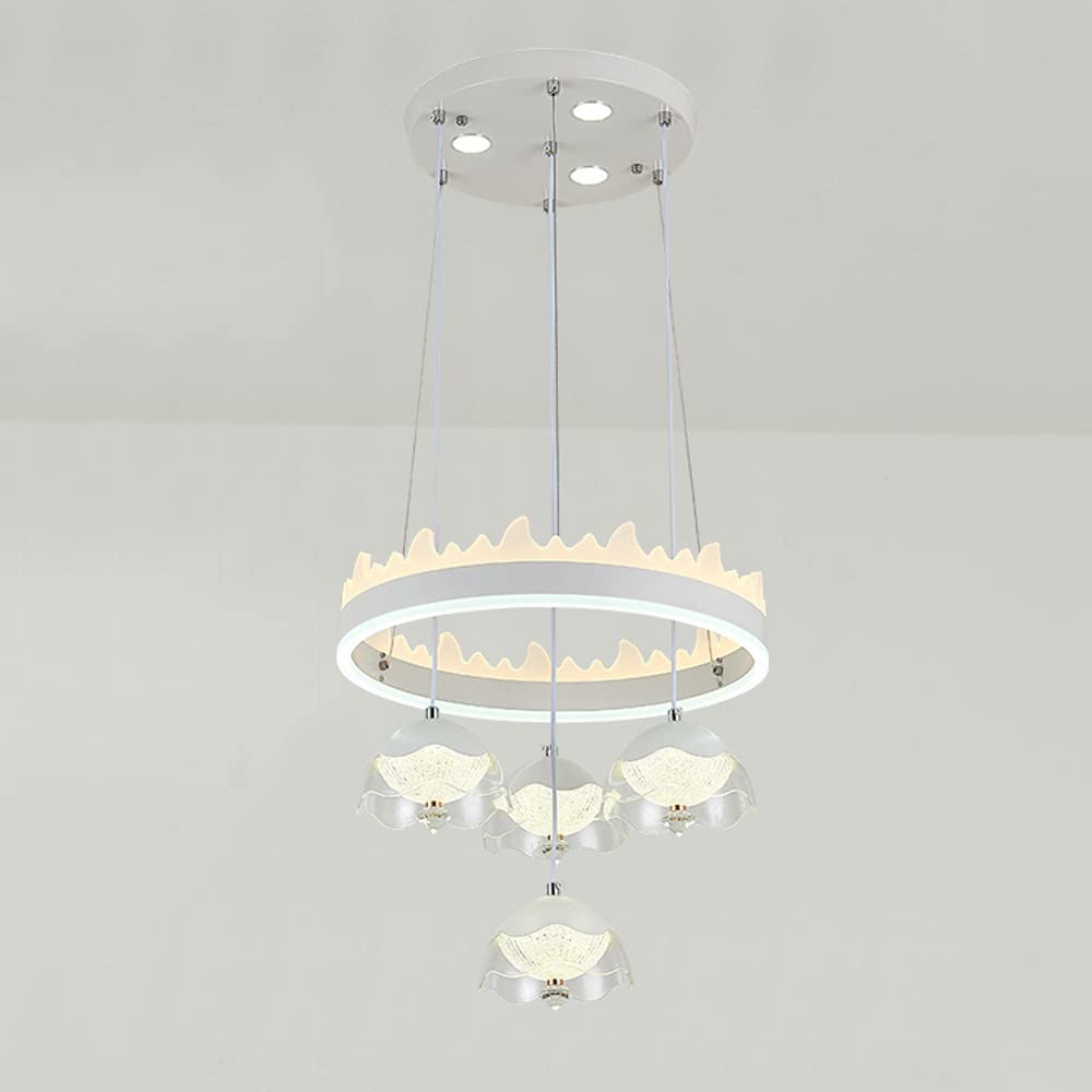 HYJAUSXB Ceiling Light Chandelier Modern LED Restaurant Lamp Hanging Above The Dining Table Trichromatic Ring with Adjustable Height.