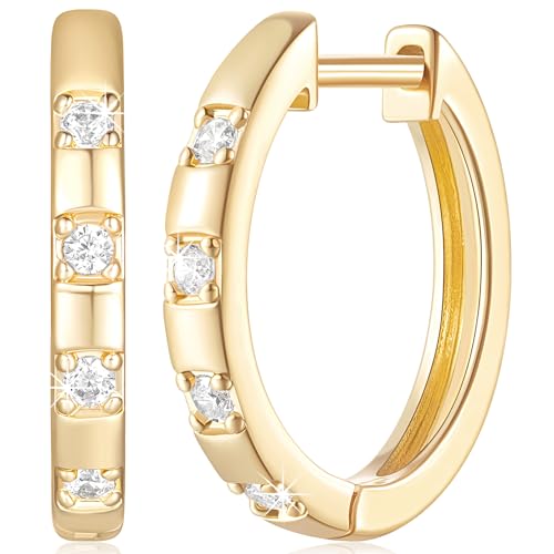 Gold Hoop Earrings for Women 14K Gold Earrings Dazzling Cubic Zirconia Lightweight Gold Earrings for Women Gifts for Women 20mm