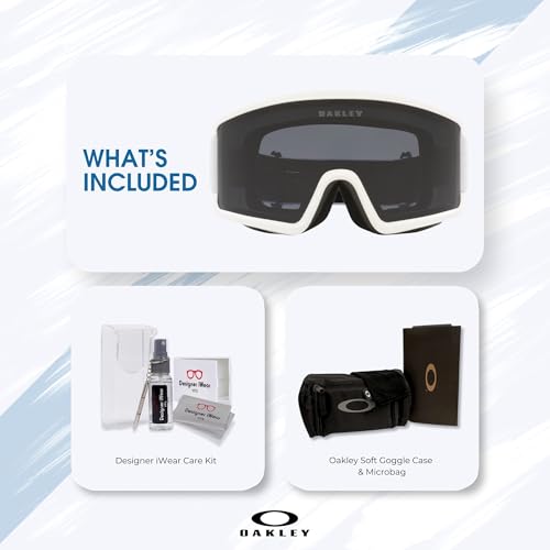 Image of Oakley Target Line MEDIUM /LARGE Ski Goggles for Men for Women | In White, Posideon & Celeste. Bonus kit: cleaning spray, cloth, screwdriver & mirror.
