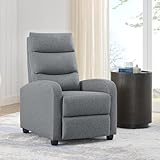 KISLOT Recliner Chair for Adults Push Back Armchair Home Theater Seating with Lumbar Support Single Sofa for Living Room,Grey(Fabric)