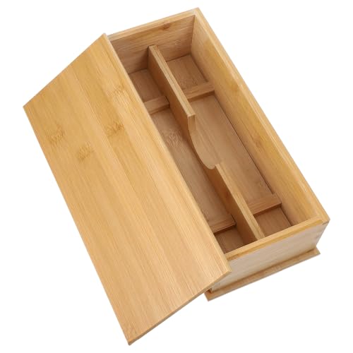 SAFIGLE Organizador Apilable de Natural para y Cubiertos con Tapa Protectora Caja para Cubiertos de Cajón y Mostrador Diseño Japonés Minimalista para Cocina y Restaurante