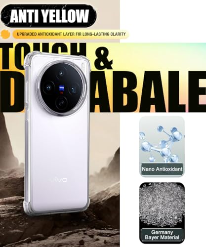 Image of WOW IMAGINE Ultra-Hybrid Crystal Clear Back Case for Vivo X200T 5G | Shockproof Design | Camera Protection Bump | Hard Mobile Back Cover with Cushioned Edges - Transparent
