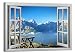 Canvashop Quadri Moderni Montagna finestra 100x70 cm Quadro su tela canvas Stampe da parete Dolomiti Sesto arredo casa arredamento soggiorno