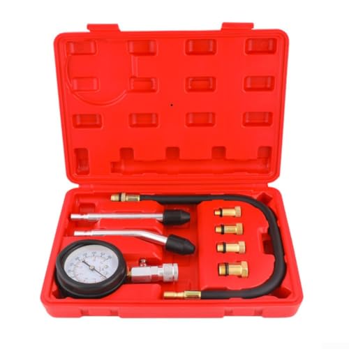 Image of Petrol Engine Cylinder Pressure Tester Kit With 3 Inch Gauge And 8 Pieces For Cars Trucks Motorcycles Lawn Mowers For Snowmobiles Storage Case Included