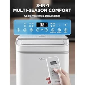 Midea 14000 btu ashrae 10000 btu sacc portable air conditioner cools up to 450 sqft with dehumidifier fan mode control with remote amazon alexa google assistant easy to use and install  urban country home decor