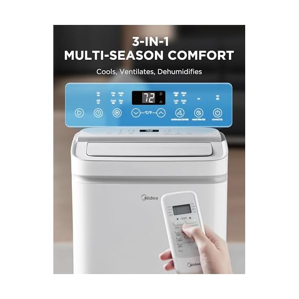 Midea 14000 btu ashrae 10000 btu sacc portable air conditioner cools up to 450 sqft with dehumidifier fan mode control with remote amazon alexa google assistant easy to use and install  urban country home decor