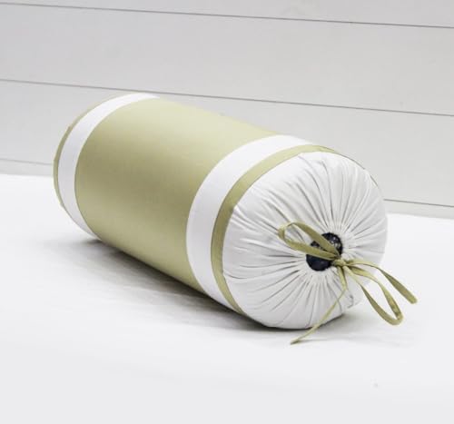 Image of AURAVE Luxurious Cotton Satin 400 TC Bolster Cover with Drawstring Closure, Set of 2, Soft Breathable Durable Machine Washable for Sofa Bed & Home Decor, 15 inchx30 inch, Light Green | Cover Only