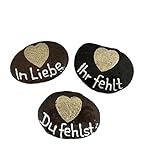 Andys Steinwelt® Grabsteine ca. 7-8 cm mit goldenem Herz, der Trauerstein ist personalisierbar, Grabdeko für Sternenkind und Kindergrab, Grabschmuck, Urnengrabstein, Grabbeigabe