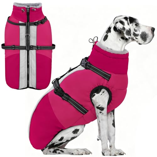 AOFITEE Waterproof Dog Winter Jacket with Harness