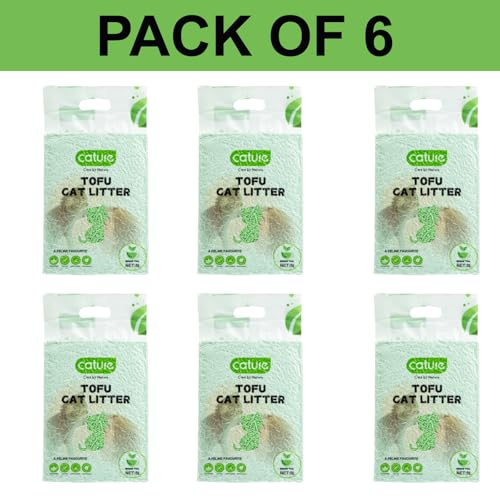 Image of Cature Care by Nature Tofu Cat Litter Natural Flushable Clumping Litter Plant Based Biodegradable Ultra Odour Control 99% Dust Free Low Tracking Cat Litter (Green Tea, 6L, Pack6)