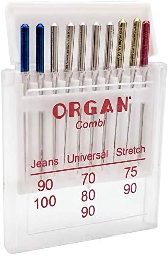 YEQIN 10pcs Organ Needles, Domestic Sewing Machine Needles Jeans, Universal & Stretch Combi Pack, brown - Image 4