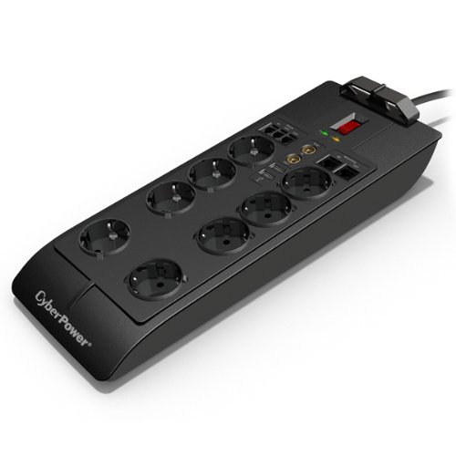 CyberPower Limiteur de Surtension Haute Qualité avec Cordon 2.4m et Chargeurs USB