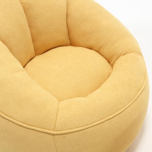 High Pressure Foam Bean Bag Sofa Chair – Compressed Bean Bag with Footrest, Microfiber Fabric, Adult Size, Lightweight & Comfortable, Yellow