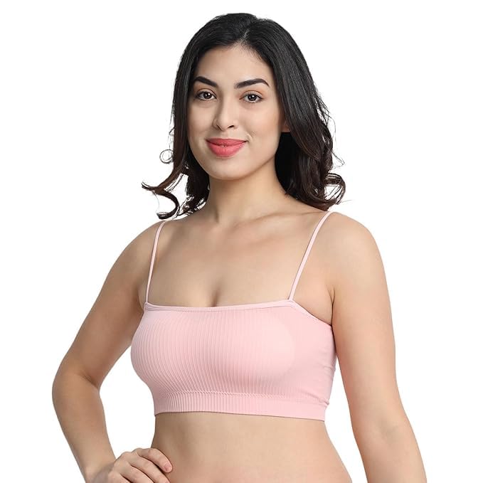 Stark Max Extra Soft Designer Padded Pink Sports Bra Cami Tank Top Removable Padded Bra for Workout Yoga Running Camisole Crop Tops Free Size-image-1