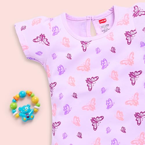 Image of LuvLap Baby Girls Regular Fit 100% Cotton Half Sleeves Girls Top CoSets Pack of 3