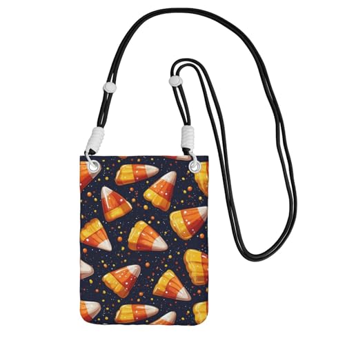 RVDO Candy Corn Halloween Crossbody Shoulder Bag Mobile Phone Bag Adjustable Shoulder Strap 5.91X8.27 In