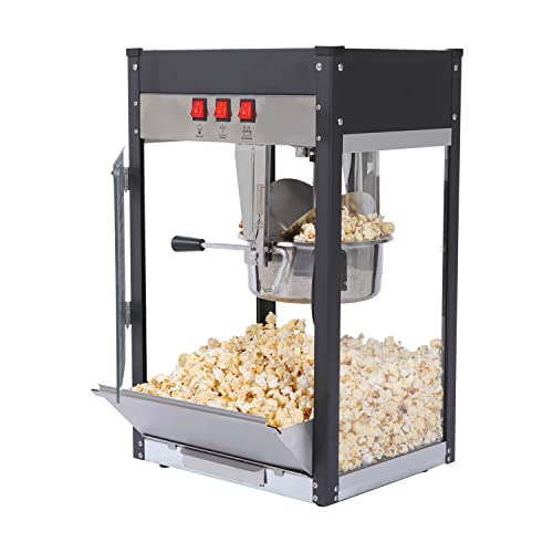 8 Ounce Popcorn Popper Machine - 3 Gallons Per Batch, Vintage Professional Popcorn Maker Theater Style with Nonstick Kettle and Serving Scoop