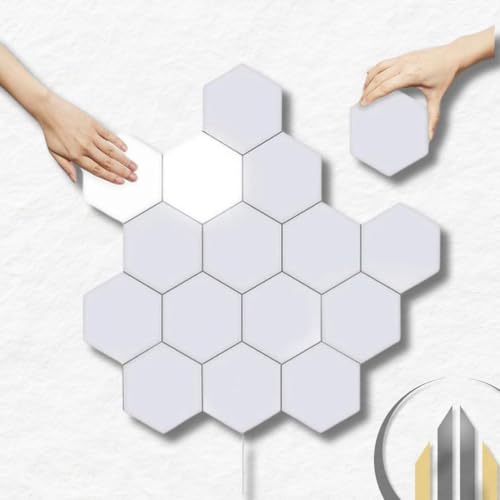 Kit com 5 Lâmpadas Quânticas LED Hexagonais Touch Modular – Iluminação Personalizável e Inovadora pa