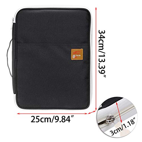 Btsky Multi-Functional A4 Document Bags Portfolio Organizer-Waterproof Travel Pouch Zippered Case For Pads, Notebooks, Pens, Documents(Black) #TOP1