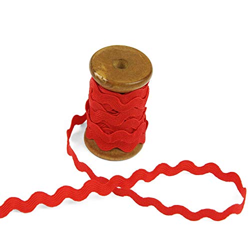 3 Yards of Polly 5mm Rigid RIC-Rac Trim on a Wooden Spool, Tomato Red