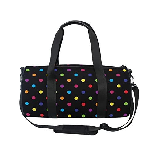 Colorful Polka Dot Black Duffel Bag Sports Gym Bags for Men and Women2