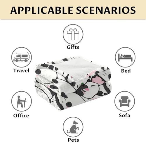 Mercuryelf Custom Panda Throw Blanket - Soft, Fuzzy & Warm - 50x60 Inches Flannel Blankets for Living Room, Sofa - White Funny Throws Gift for Teens