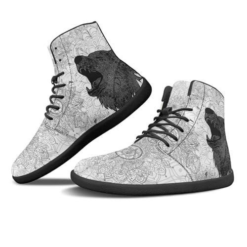 Dragon Print Women High Tops Shoes Men Horse Print Classic Lace Up Wide Toe Wolves Print PU Leather Sneaker Street Casual Athletic Shoes2