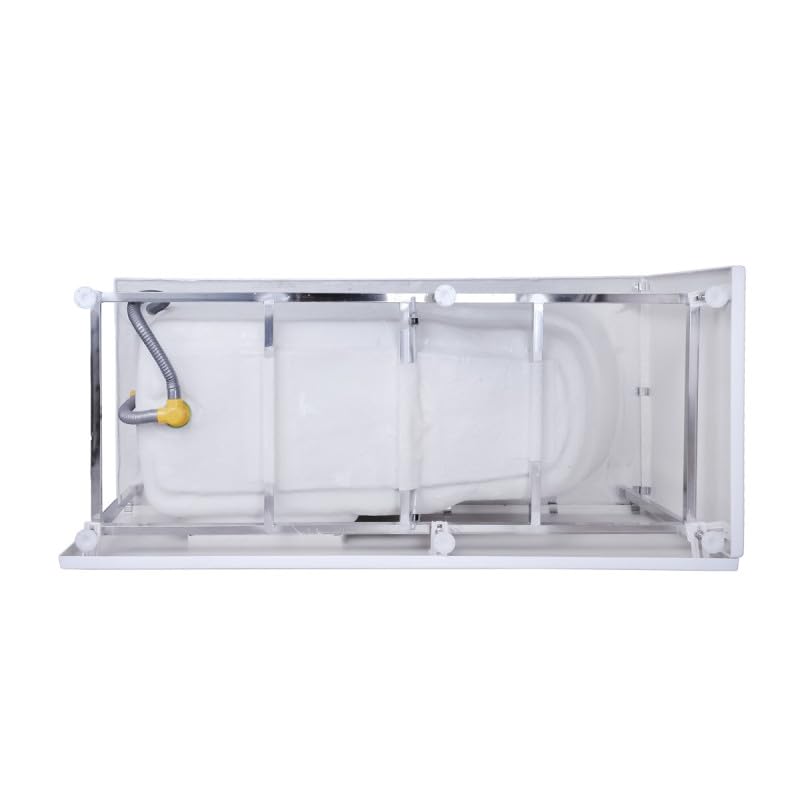 BELVIT Bañera para personas mayores, 170 x 75 cm, bañera con puerta, entrada derecha, bañera de ducha de acrílico sanitario, bañera rectangular con marco de acero inoxidable, patas ajustables en
