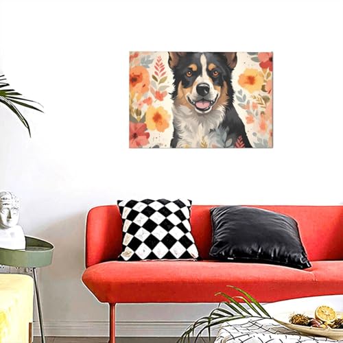 Toile murale moderne chien de bétail 30,5x45,7 cm pour décoration de salon KKLWEGU