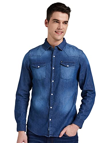 Image of Amazon Brand - INKAST Men's Solid Slim Shirt (INK-SH-103B Blue 3 4XL)