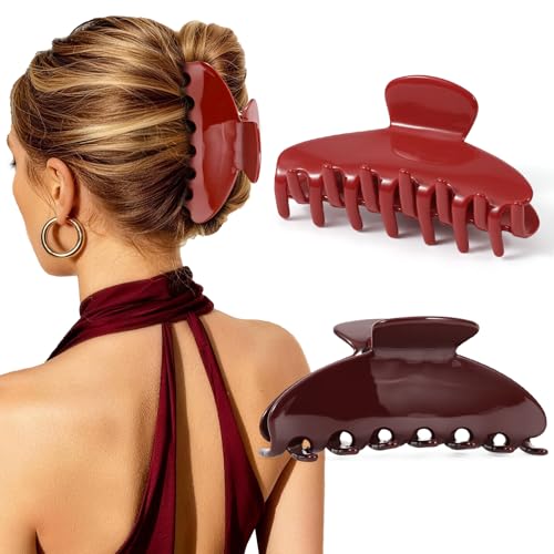 Pack 2 pinzas de cabello medianas acetato rojo miniatura 1