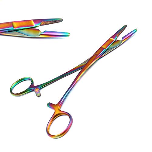 OdontoMed2011® Multi Titanium Rainbow Color Hemostat with Scissors 5.5
