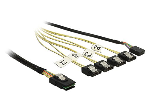 DELOCK Kabel Mini SAS SFF-8087 > 4 x SATA 7 Pin Reverse + Sideband 0,5 m