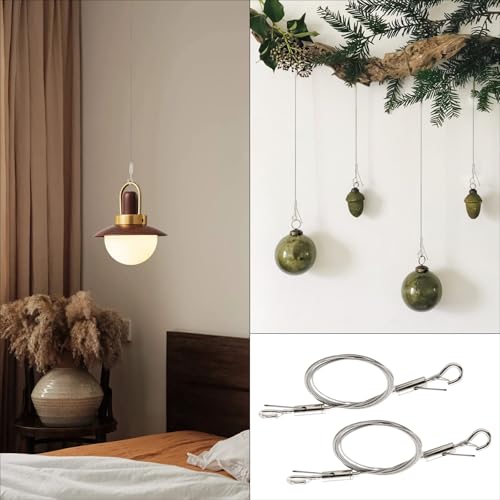 Image of HOME MASTER HARDWARE Adjustable Picture Hanging Wire,2 Pcs Mirror Frame Kit 2m x1.5mm Heavy Duty Stainless Steel Rope for Hanging Pictures,Mirrors,Light Lamp,Hold Up to 44lbs
