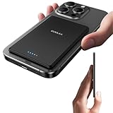 Kuulaa Magsafe Battery Pack 5000mAh, 0.27 in Ultra Slim Magsafe Portable Charger Slim Magnetic Apple Portable Charger 20W Power Delivery Power Bank for iPhone 17/16/15/14/13/12 Series,Black