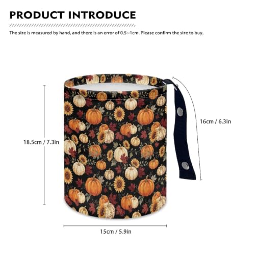 Image of Pumpkin Sunflower Maple Leaf Car Trash Can Collapsible Waste Basket Bin Multipurpose for Car Hanging Portable Garbage Bin Universal