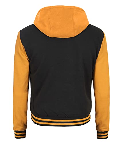 Image of Decrum Hooded Varsity Jacket Men - Fashion Trendy Casual High School Baseball Letterman Mens Hoodie Bomber Jackets