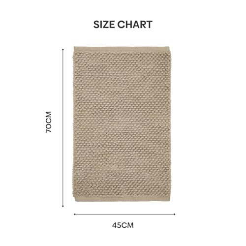 Image of haus & kinder Cotton Chenille Door Mat 1700 GSM | Ultra Soft Absorbent Anti Skid Bath Mat for Bathroom, Entrance & Kitchen | Thick Floor Mat | Beige | 45 x 70 cm