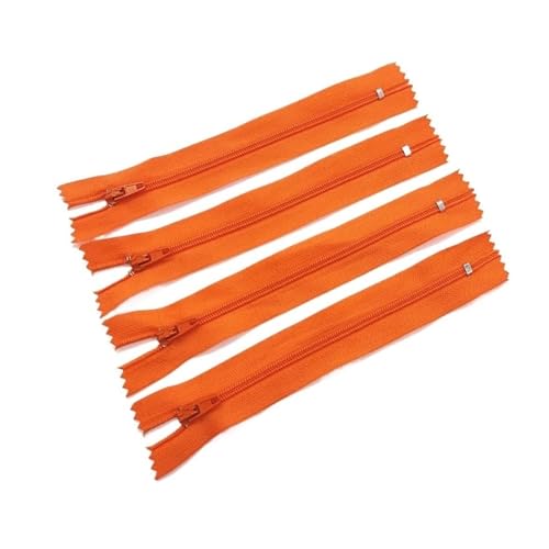 Fermeture éclair en nylon orange 10 cm lot de 10 mailles numéro 3