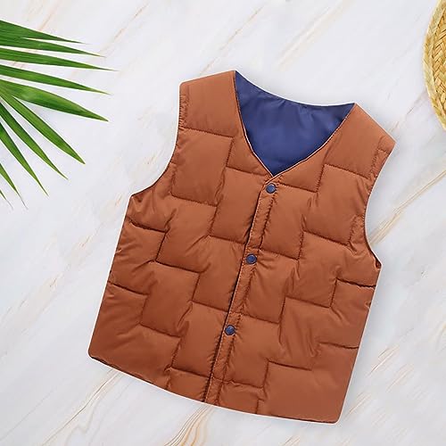 Unisex Soft Puffer Vest Coat Toddler Boys Girls Solid Sleeveless Button Up Warm Fall Winter Waistcoat Down Jacket4