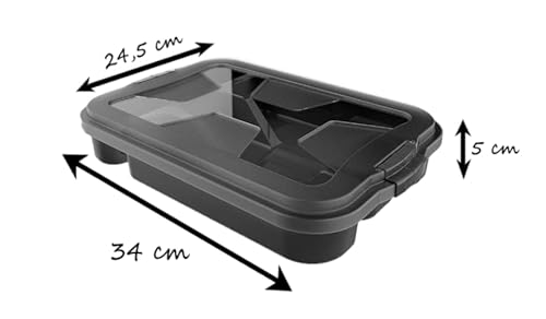 Porta Talher Com Tampa Organizador de Gaveta Bandeja Divisor (Preto)