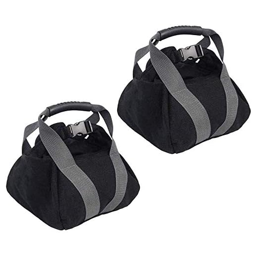 2 Pcs Adjustable Canvas-Kettlebell-Sandbag wtih Handle for Training Home Training, Yoga, Fitness (Black)