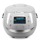 olla arrocera programable ⭐ POTENTE COCEDOR DE ARROZ PREMIUM – Acabado de gran calidad / Larga durabilidad / Pantalla LED fácil de leer / Capacidad para 1,5 L hasta para 8 personas / 860 W / 220 V / Medidas: 39 x 29 x 24 cm / Peso: 5,05 kg / Incluye vaso medidor, espátula para arroz, accesorio para cocinar al vapor / Instrucciones de uso detalladas