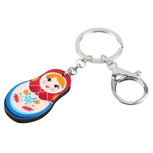 WEVENI Acrylic Cute Matryoshka Doll Keychains for Women Girls Russian Jewelry Gifts Accessories Backpack Wallet Charms (Russian Matryoshka Doll A)2