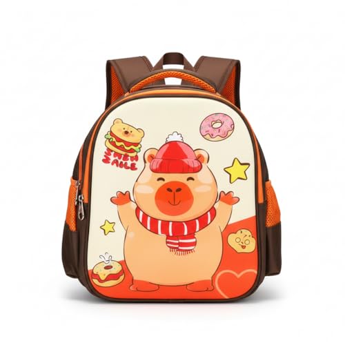 Mochila Infantil de Ursinho, Multicolorido, Pelúcia, Alças Ajustáveis e Acolchoadas, Resistente, Leve, para Escola e Creche, 2 Compartimentos