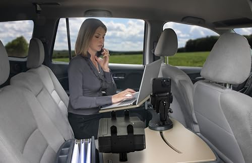 AutoExec Reach Desk Back Seat Car Desk for Your Vehicle Workstation and Mobile Office, Mojave, with 400 watt Power Inverter, Phone Mount and Printer Stand image 5