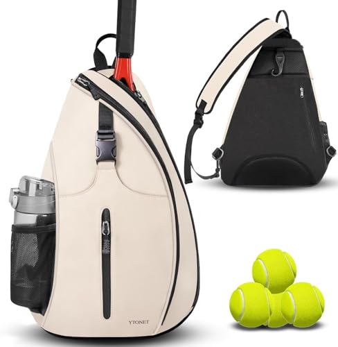 Image of Ytonet Tennis Bag, Tennis Sling Backpack Crossbody for Men Women | Water Resistant Bags with Fence Hook Compatible for Pickleball Badminton Rackets